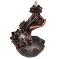 Backflow Incense Burner - Hand with Flower, Bronze Effect