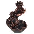 Backflow Incense Burner - Hand with Flower, Bronze Effect