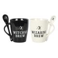 Couple's Mug and Spoon Set - Witch and Wizard