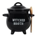 Cauldron Soup Bowl with Broom Spoon - Witches Broth