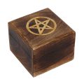 Brass Inlay Wooden Box - Pentagram