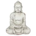Sitting Garden Buddha, 58cm - Hands In Lap, White